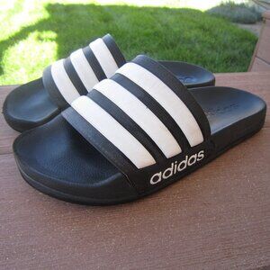 adidas Athlete, Comfort, Shower, Black & White Slides Size 5